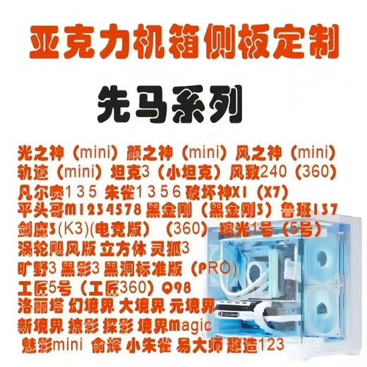 其他家定制机箱侧板亚克力透明透气侧板前面板全系列爱国者航嘉玩嘉先马 未知玩家x100x200x300拍下备注 收藏关注免费加散热孔