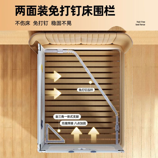 Maruya bed fence baby fence bed fence safety guardrail fence bed baby anti-fall guardrail children's baffle double-sided K2 Khaki 1.8+2.0m nail-free
