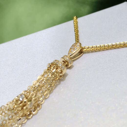 Feiyu pure 18k gold pearl pendant tassel pendant empty support accessories Au750 gold suitable for 14-15mm beads diy accessories 18k yellow pendant (1 piece) does not include pearls