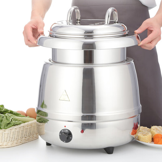 JOBO Stainless Steel Electronic Warming Soup Cooker 13L Large Capacity Insulated Pot Insulated Stove Pot Buffet Supplies