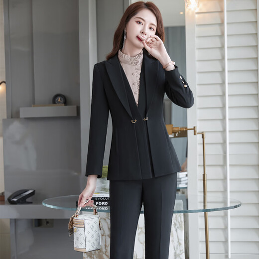Purple charming high-end suit suit for women 2025 spring and autumn new style professional temperament formal goddess style suit fake two-piece jacket blue suit 3XL (recommended 130-140 Jin Jin equals 0.5 kg)