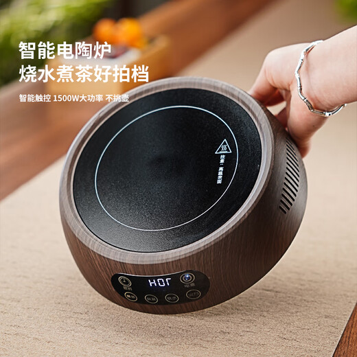 Fully high temperature resistant thickened glass tea kettle, large capacity kettle, side handle tea kettle, household kettle, ash side handle Xianghe kettle + wooden electric ceramic stove