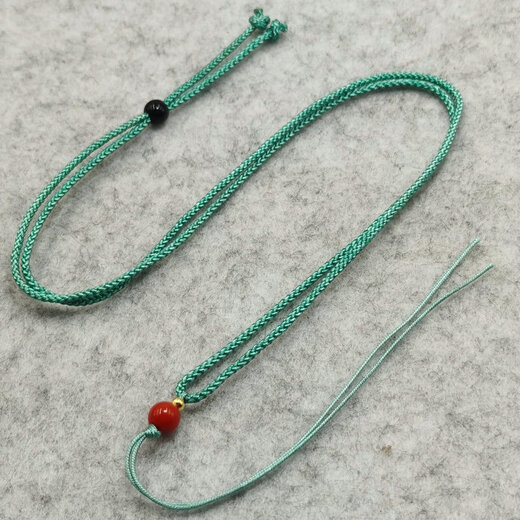 Thin rope pendant lanyard jade rope hand-woven jade necklace rope hanging neck pendant rope adjustable jewelry lanyard silver gray + top beads