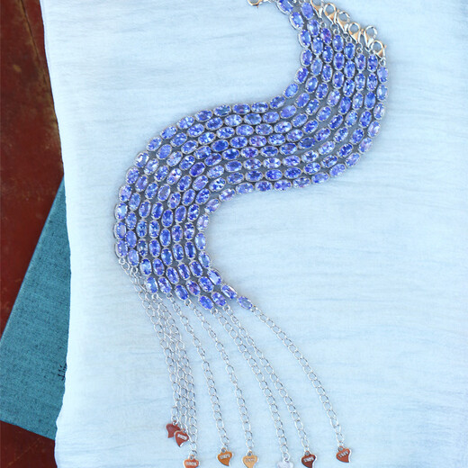 Chiying 2025 new trendy high-quality colored gemstones natural tanzanite sterling silver inlaid bracelet women's colored gemstone hand jewelry gift. One piece will be sent randomly. The bare stone is about 5*3MM.