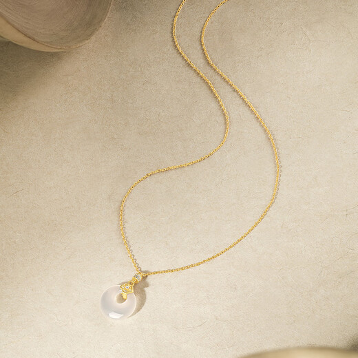 Saturday Blessing White Moonlight Peace Buckle Necklace S925 Silver New Chinese Style Birthday Gift J0614703 40+5cm