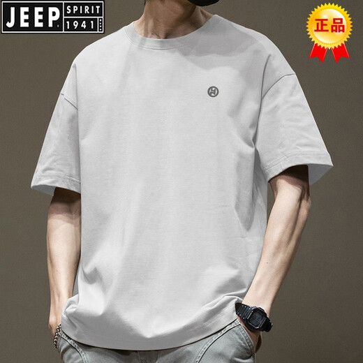 JEEP SPIRIT trend American short-sleeved T-shirt for men in summer pure cotton round neck versatile casual 2025 new fashion brand loose Hong Kong style T-shirt 43 blue-1365 short-sleeved-S [Suggested 80-110Jin [Jin equals 0.5 kg]]