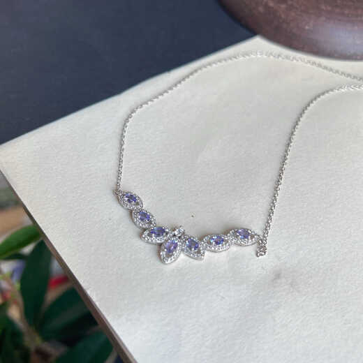 Shengbei natural jewelry dreamy blue and purple tanzanite necklace evening low-key luxury necklace party style gemstone silver inlaid