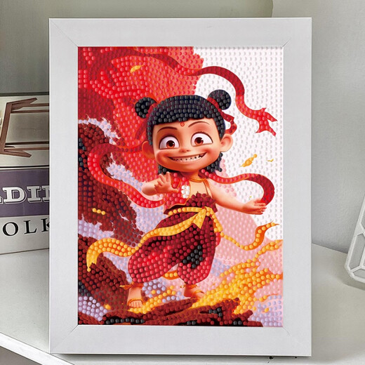 La lumière suit ma volonté Nezha autocollant Nezha Aobing diamant peinture animation nouveaux jouets pour enfants bricolage Shen Gongbao diamant autocollant 7371 cadre photo + kit d'outils