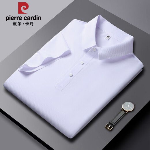 皮尔卡丹夏季新款冰丝Polo衫男短袖t恤休闲透气体恤冰爽成熟半袖透气上衣 PM-12357中灰 M