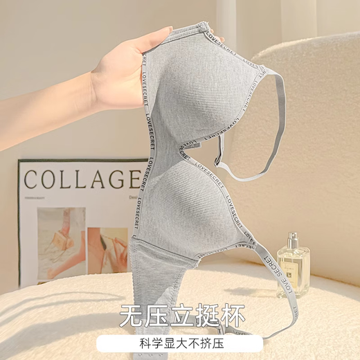 维多利亚的格调维密系列内衣女聚拢小胸显大收副乳防下垂无痕夏新款无钢圈文胸罩 花灰-单件 75A