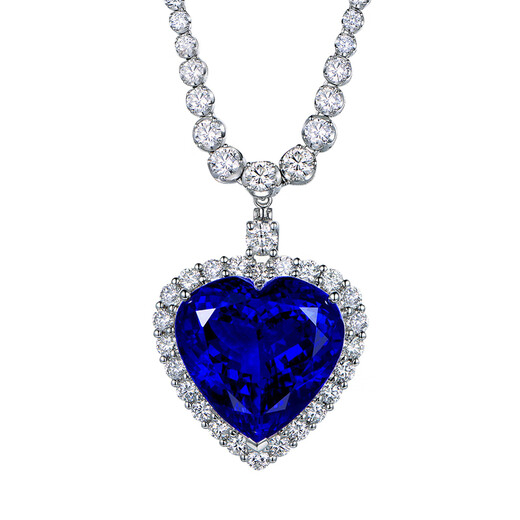 Yadige Deluxe 6A Tanzanite Necklace Wedding Banquet Ocean Heart Sapphire Necklace Heart Shape Pendant for Women Chain Length Default 45cm