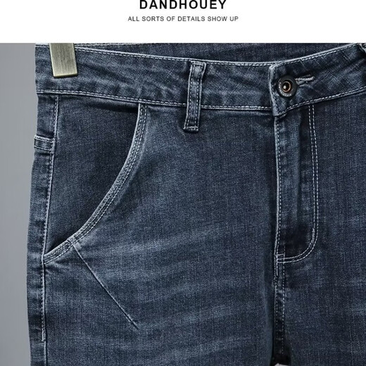LEE KIDS summer thin denim shorts men's five-point pants loose straight mid-pants casual and versatile stretch breeches K722 blue and gray - direct sales from manufacturers 30 Recommended 110-120Jin [Jin equals 0.5 kg]