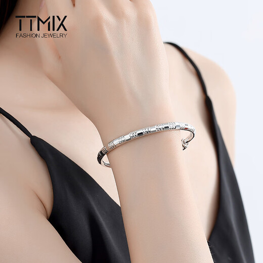 TTMIX round push-pull platinum bracelet for women pt950 platinum round bracelet fashion car flower room glossy bracelet weight 20.45g width 4.4mm