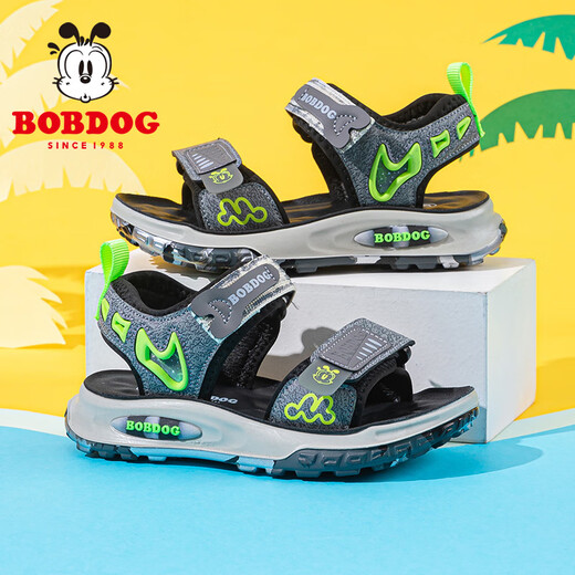 Babudou children's shoes summer boys' beach shoes casual lightweight children's sandals 105552117 lead gray/flash green 27