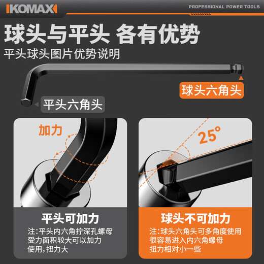 Komax ball head hexagonal wrench set 13-piece set six-sided hexagonal plum blossom 6-corner screwdriver tool universal wrench