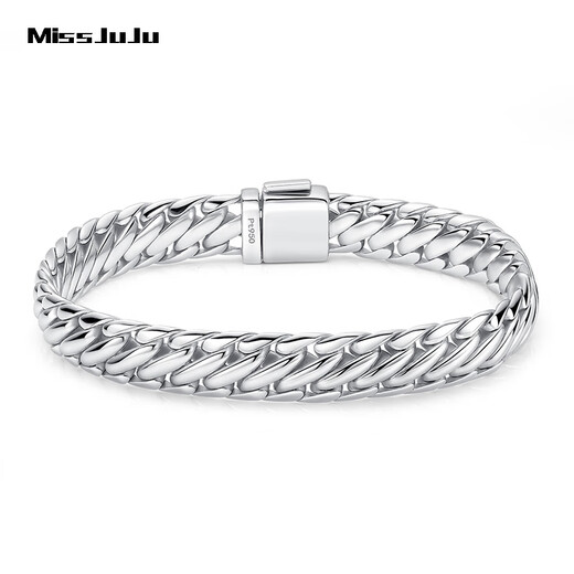 Miss JuJu Domineering Platinum Horsewhip Bracelet Men's Generous pt950 Platinum Thick Solid Bracelet (Customized) Weight 75-76g, 22cm long, about 9.4mm thick