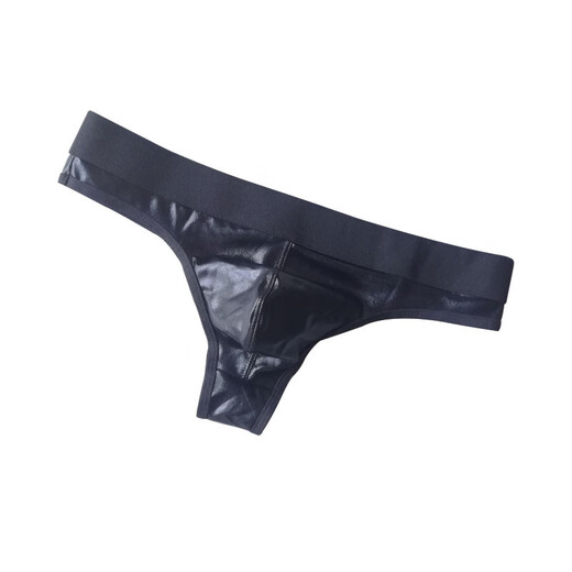 BUFFNY patent leather imitation leather sexy men's underwear performance temptation thong black L