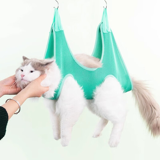 Bellojia dog hammock nail clipping pet cat washing cat bag bathing hanging anti-breakaway fixed artifact anti-scratch bite anti-fall fresh green hanging type free hook S-recommended 5-10 Jin Jin equals 0.5 kg