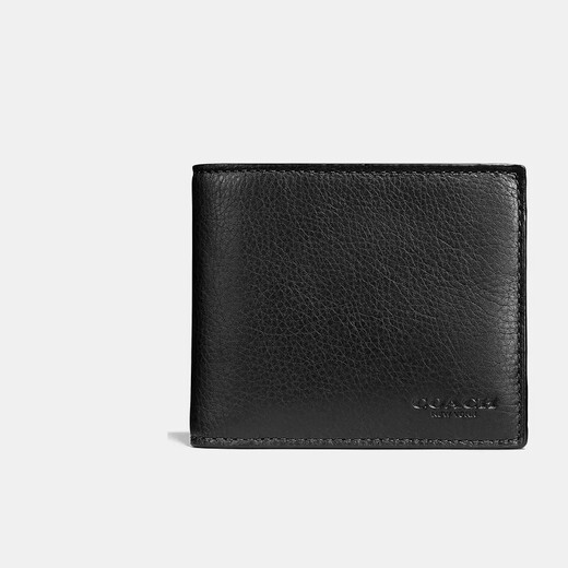 COACH luxury men's bag black leather short wallet CR911 Christmas gift