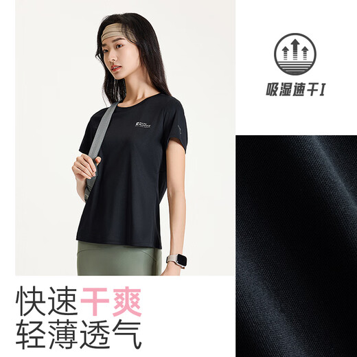 ANTA Quick-drying T丨Moisture-absorbent and breathable thin short-sleeved T-shirt for women summer new running and cycling knitted sports top