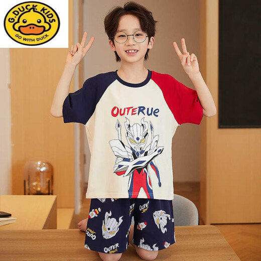 G. DUCKKIDS儿童睡衣男孩塞罗短袖2025新款夏季纯棉小宝宝男童家居服中大童薄 N679闪耀特利加【最新款】 85 8码【-102cm/30b