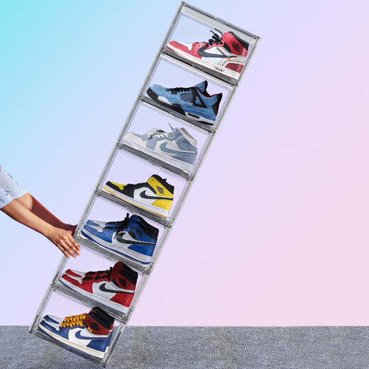 Export quality PET transparent shoe storage and organization box, sports shoe cross-border storage and dust-proof display cabinet, side-opening style, 6 pieces, single weight 1.3KG