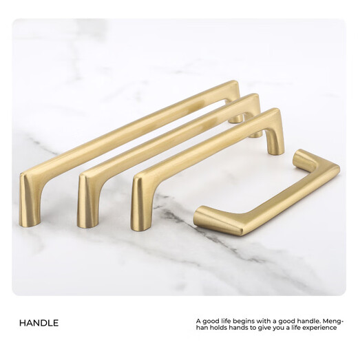 
XMSJ custom manufacturer direct sales brushed gold brass handle double hole wardrobe cabinet door drawer cabinet copper handle copper mh6624-160 hole