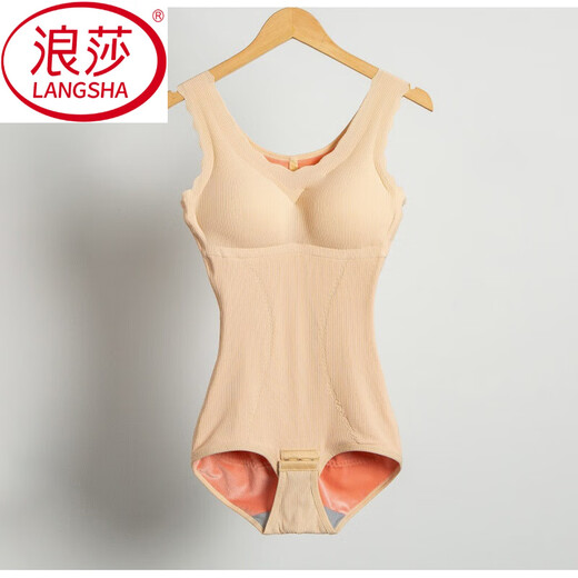 LangSha (LangSha) Autumn and Winter Warm Vest Women's Shapewear One-piece with Padded Padded Underwear Plus Velvet Thickened Butt Lift Bottoming XL Size Seamless Underwear Free Style/Fair Skin Color 2XL (Recommended 130-150Jin Jin equals 0.5kg)