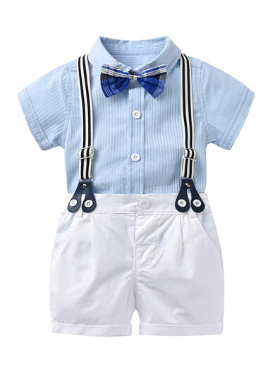 Xin Yueqing one-year-old dress children's clothing children's bow tie shirt overalls suit boys campus Children's Day performance park clothing B1905 top + pants + bow tie + suspenders 73 73CM
