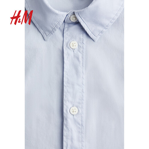 H&M children's clothing children's boys' shirts spring dress performance clothes formal shirt cotton short-sleeved top 1273445 light blue 165 165/84 (13-14Y)
