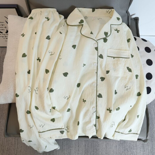 Rongxitu (RONGXITU) cloud cotton pajamas for women in spring and autumn Japanese cartoon bear long-sleeved home clothes for outdoor wear 826# blue striped winnie bear 175 L