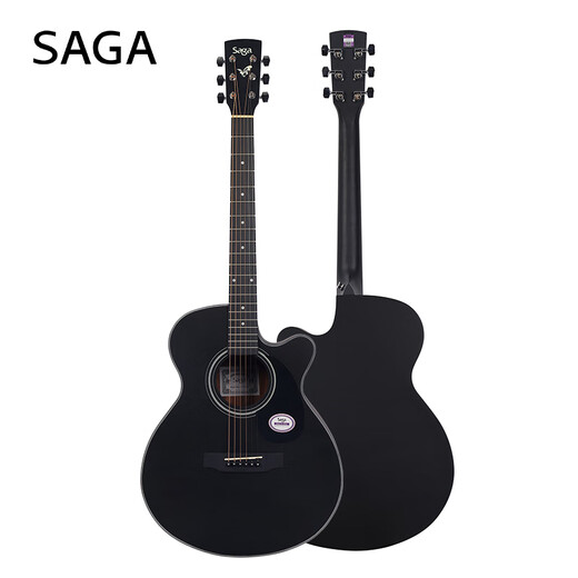 SAGA Guitar Spruce Wood SA600CBK Black Entry-Level Folk 40-inch Guitar Recommended for Beginners with Gift Pack Teaching