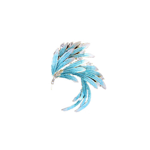 Red shadow blue feather brooch design niche high-end women exquisite luxury temperament brooch corsage holiday gift blue