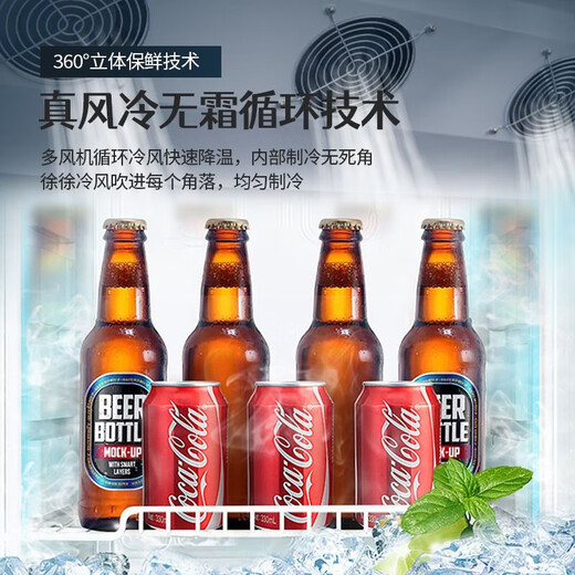 Snowflake large-capacity beverage cabinet commercial freezer direct refrigeration display cabinet wine cabinet pure air-cooled frost-free fresh-keeping cabinet supermarket glass door refrigerator vertical beer cabinet large single door | energy-saving and efficient copper tube | direct cooling 2026 new upgrade | 360 cycle rapid cooling