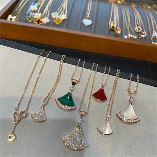 Yadige diva fan necklace for women 18K gold white mother-of-pearl edge diamond rose gold carnelian pendant clavicle chain white edge diamond