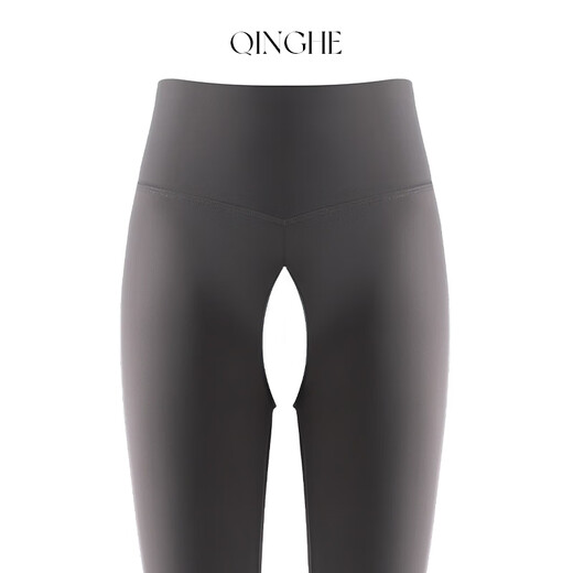 Qinghe Qinghe Luwei non-restrictive triangle zone yoga pants 2025 new high-waisted trousers buttocks lifting fitness pants for women gray - zipper Yunsen Air high elastic M recommended 85-110Jin Jin is equal to 0.5 kg