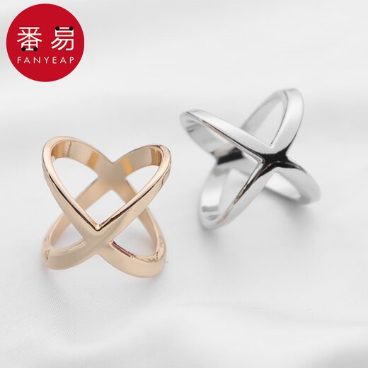 WOUG shawl corner knotted buckle simple small square scarf silk scarf buckle versatile dual-purpose three-ring silk silver 1