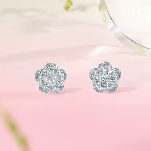 Saturday Fortune PT950 platinum earrings for women, sparkling rose platinum earrings B0915214, one pair, about 1.6g gift