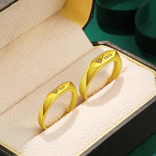 Taijufu gold-wrapped silver ring for women gold color 1314 couple ring 520 live ring for men to give to girlfriend birthday gift 520 women's one