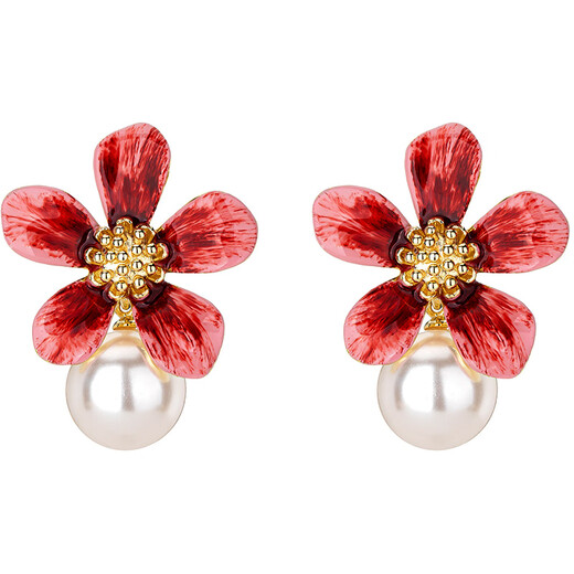 Qlady Spring Flower Earrings Women's Pearl Temperament Imitation Pearl Earrings 2025 New High-end Earrings Birthday Gift