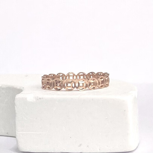 Ally Jewelry 18k gold platinum gold rose gold hollow copper coins to make money soon ladies pair ring tail ring 18K rose gold 15# 1.23g