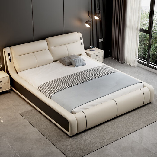 Youkaji modern multifunctional leather bed double bed 1.5m 2m master bedroom king bed JNY-08 1.8m frame bed