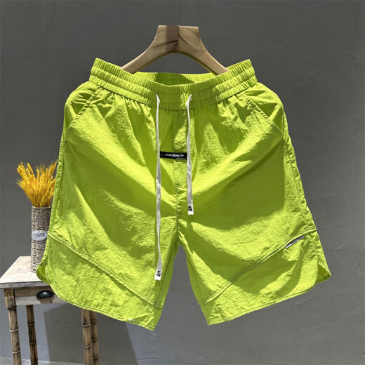 常缕竺美式高街风速干短裤男夏季薄款多巴胺运动五分裤百搭休闲沙滩裤子 9227休闲裤-玫瑰粉 33 (145-155斤)