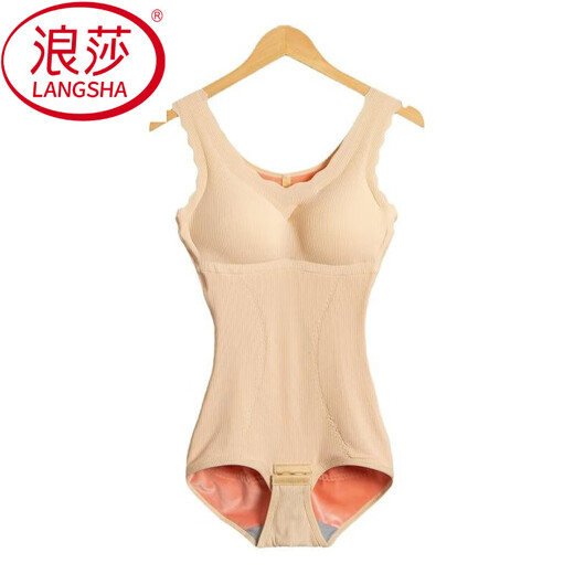 LangSha (LangSha) Autumn and Winter Warm Vest Women's Shapewear One-piece with Padded Padded Underwear Plus Velvet Thickened Butt Lift Bottoming XL Size Seamless Underwear Free Style/Fair Skin Color 2XL (Recommended 130-150Jin Jin equals 0.5kg)