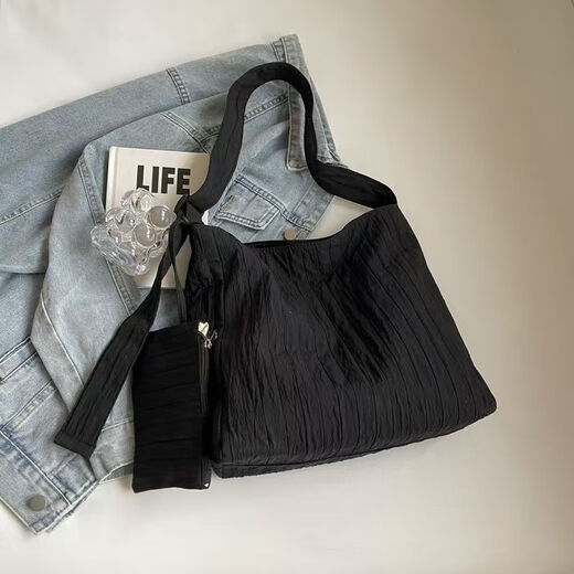 Meibaohui beautiful bag new fashion canvas bag large capacity tote versatile shoulder crossbody bag simple commuting black