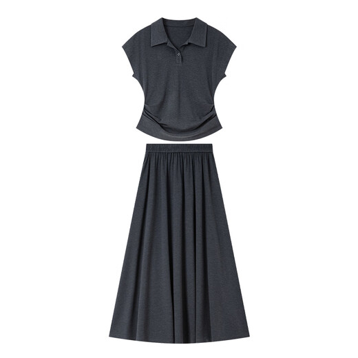 Vanciman Modeanzug Rock für Frauen 2025 Sommer Neue Temperaturanlage Kurzhülle Top High Taille Slim Rock M9737 Dunkelgrau L.