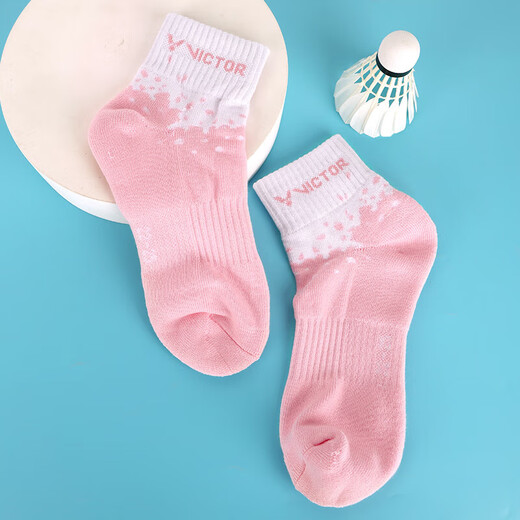 VICTOR威克多羽毛球袜子男女款透气专业运动袜 SK1007 珍珠粉 M码 3双装