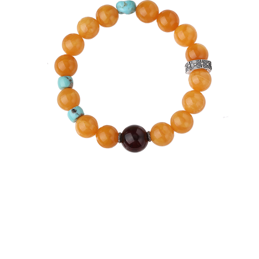 Potala Palace beeswax amber bracelet, multi-treasure green pine and Hetian jade bracelet, men's and women's toy, disc toy, birthday gift for boyfriend