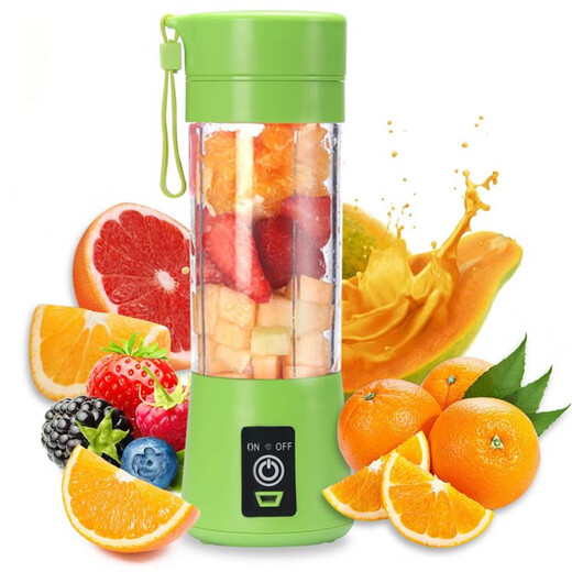 Internet celebrity wireless juicer household fruit cup mini portable juice cup USB rechargeable small juicer green (English color box English manual) 6 blades
