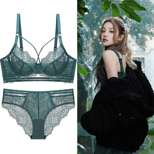 Victoria's Secret Butterfly Lace Sexy Bra Set Ultra-thin Big Breast Revealing Small Breast Size Gathering Secondary Breasts Anti-Sagging Bra Lotus Pink 75B/34 One Size